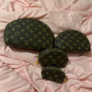 Luxury Monogrammed Brown Pouch Set